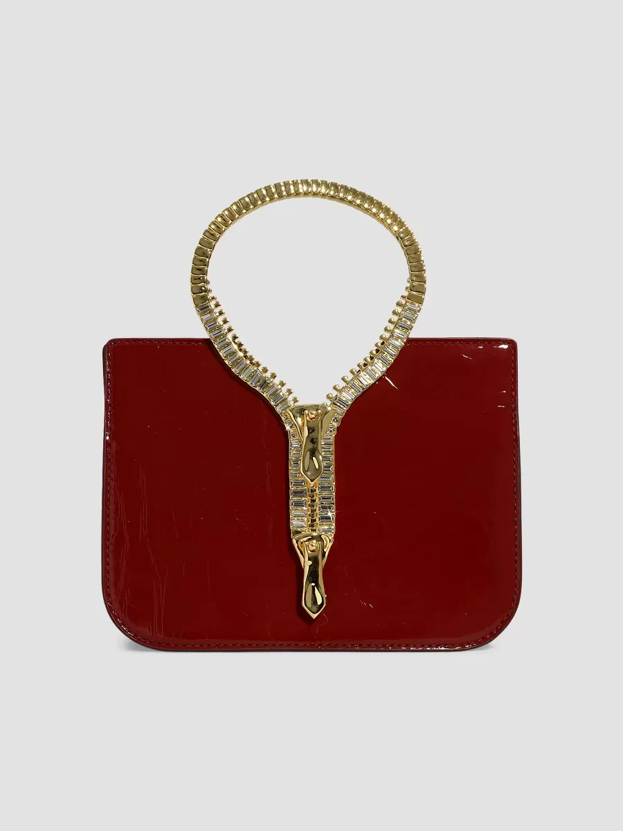 14K-Gold-Plated Zipper & Patent Leather Top Handle Bag by Alexis Bittar