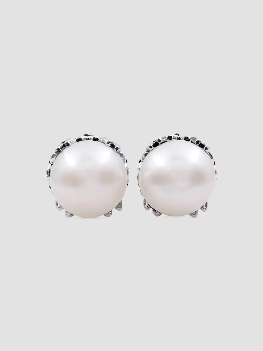 Sterling Silver & Pearl Stud Earrings by Stephen Dweck