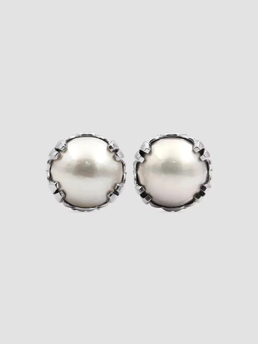 Sterling Silver & Pearl Claw Stud Earrings by Stephen Dweck