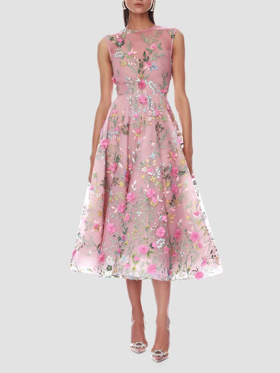 Saba Blossom-Embroidered Midi Dress by Bronx Banco
