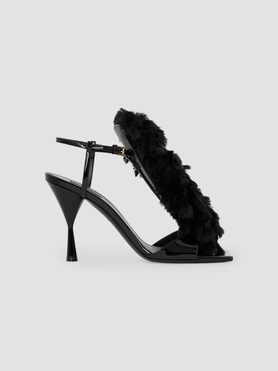 Pompom Heeled Sandals in Patent Leather and Knit by GIVENCHY