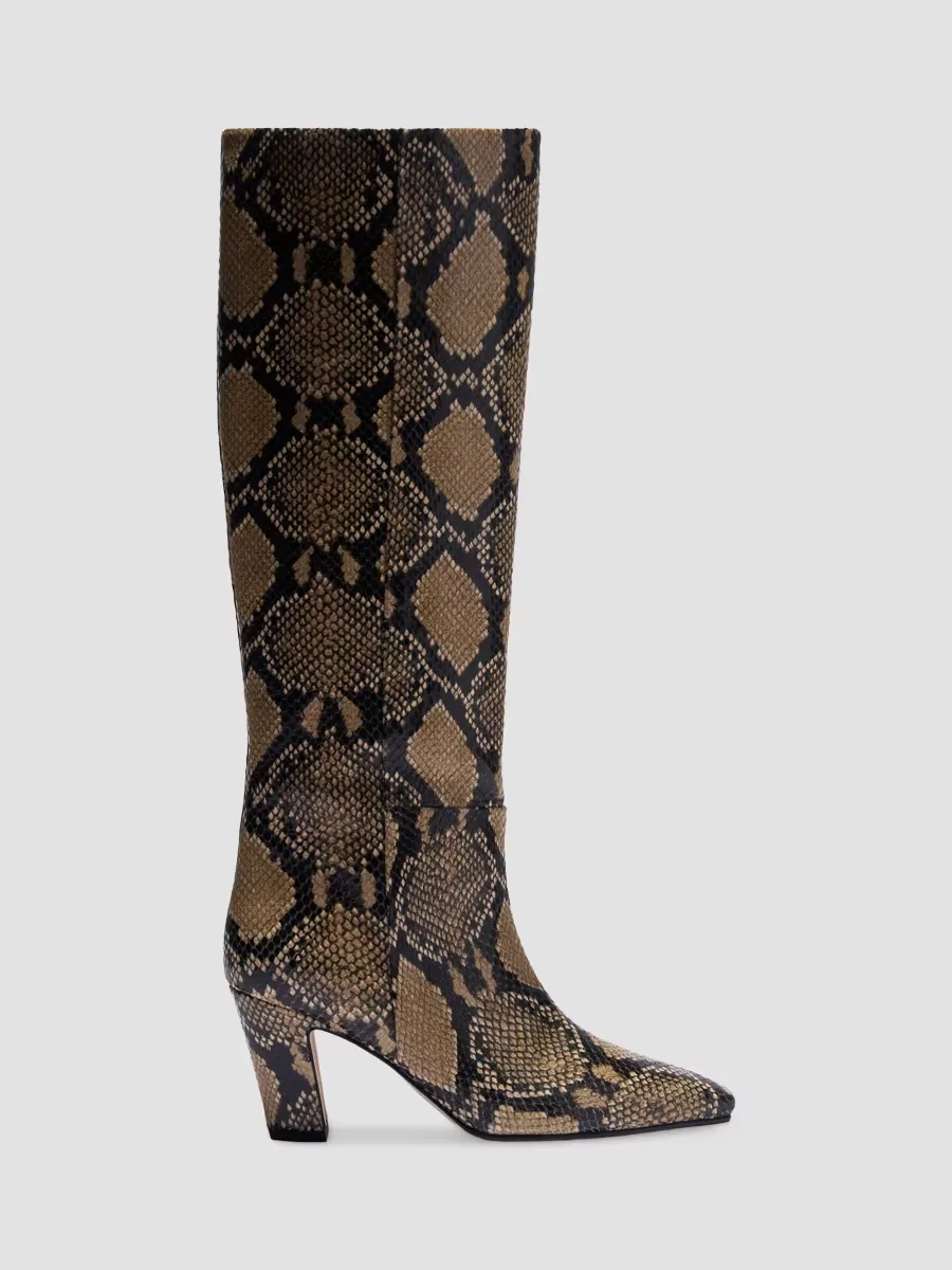 Silva 75MM Snakeskin-Print Leather Knee-High Boots by Aeyde