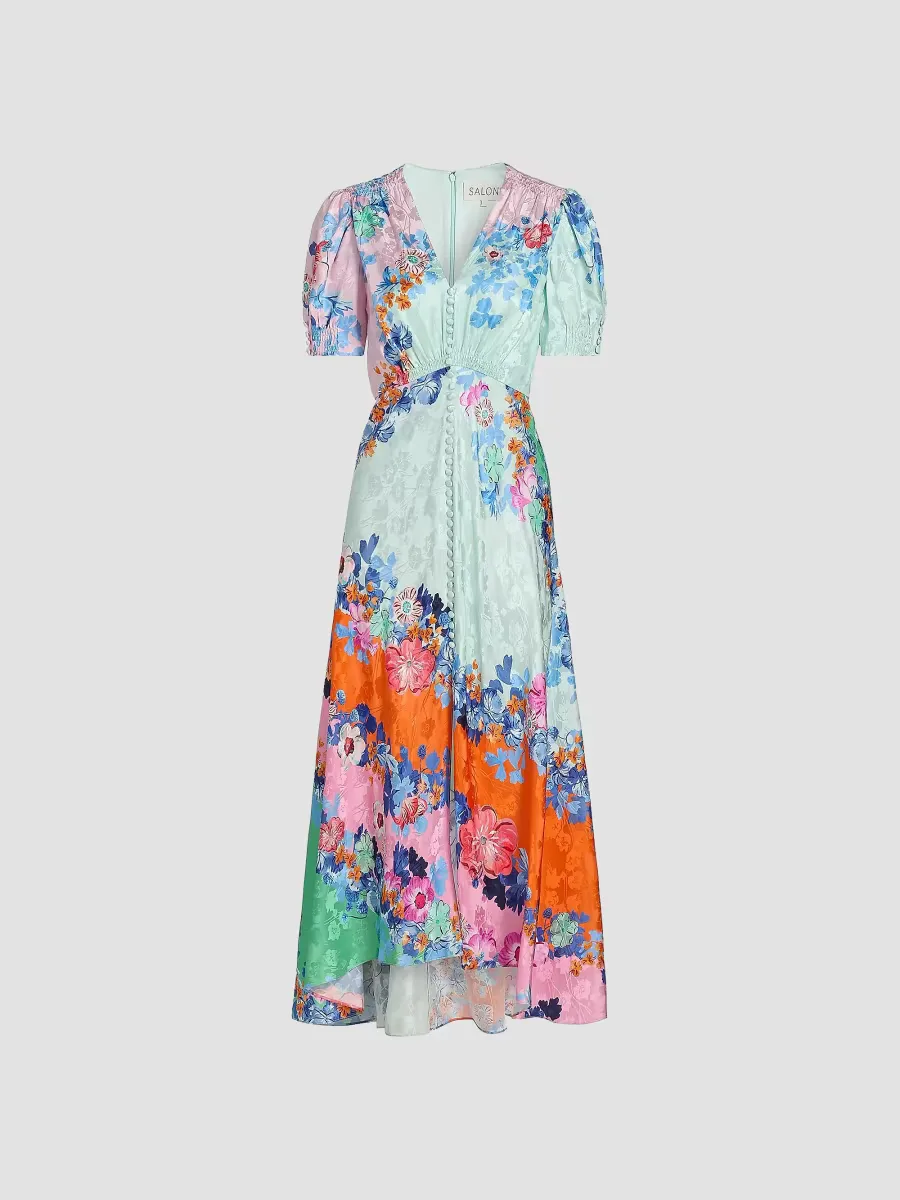 Lea Floral Silk Maxi Dress by Saloni