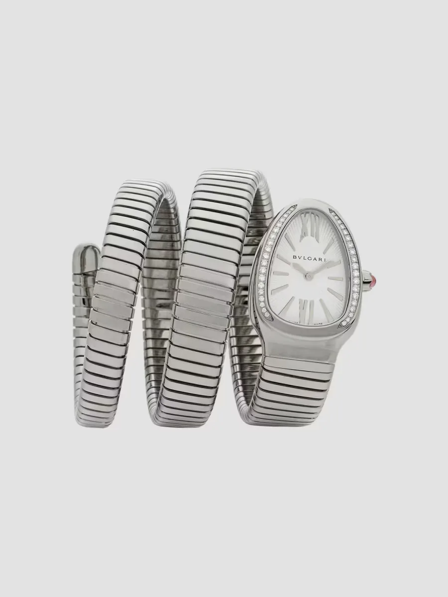 Serpenti Tubogas Stainless Steel & Diamond Double Twist Watch by BVLGARI