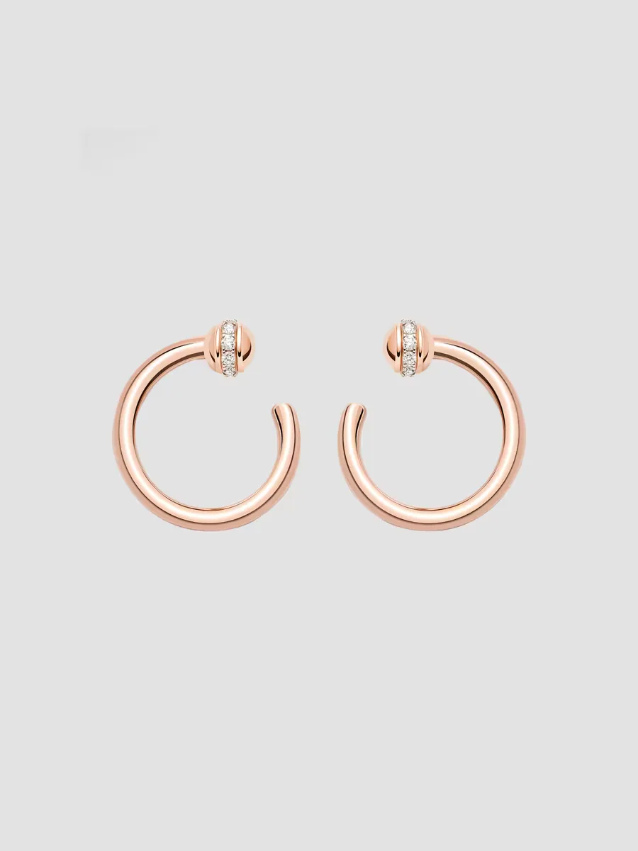 Possession 18k Rose Gold & 0.20 TCW Diamond Front-Facing Hoop Earrings by Piaget