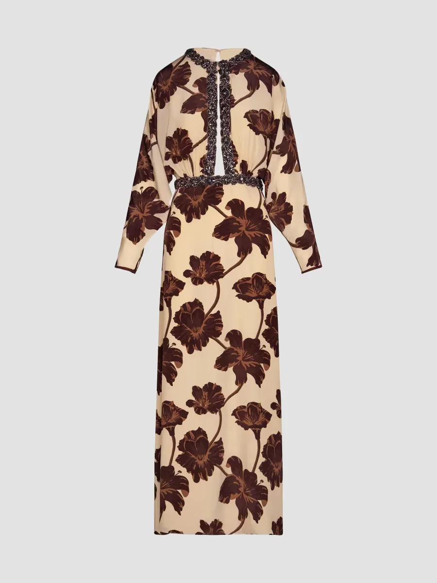 Micaela Adoracin Continua Embellished Floral Silk Maxi Dress by Johanna Ortiz