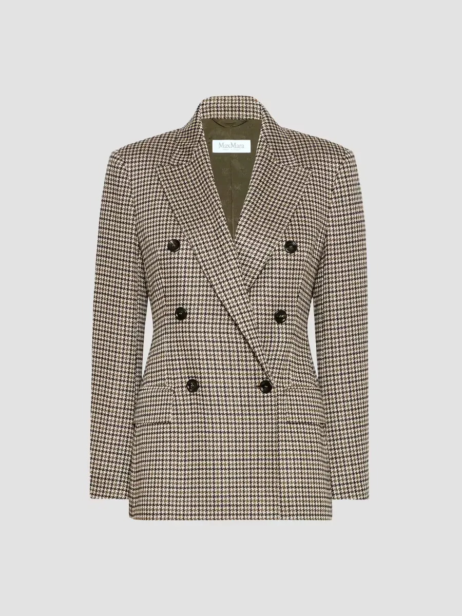 Double Breasted Houndstooth Jersey Blazer by Max Mara