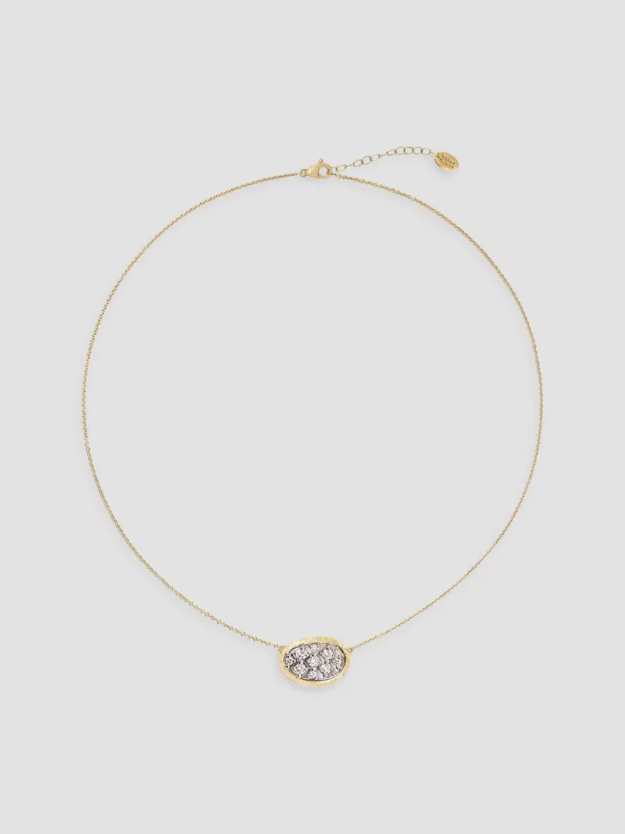 Lunaria Alta 18K Two-Tone Pav Diamond Pendant Necklace, Medium