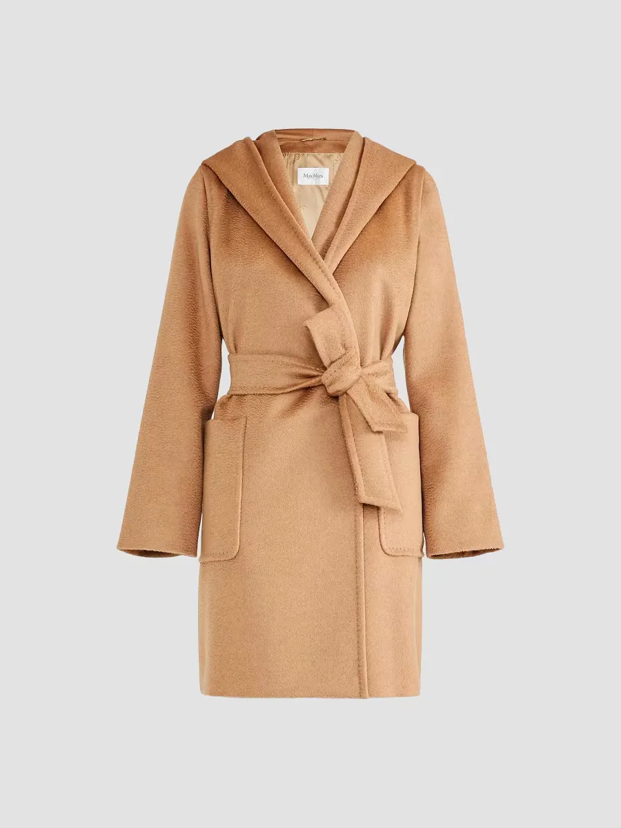Rialto Camel Hair Hooded Wrap Coat