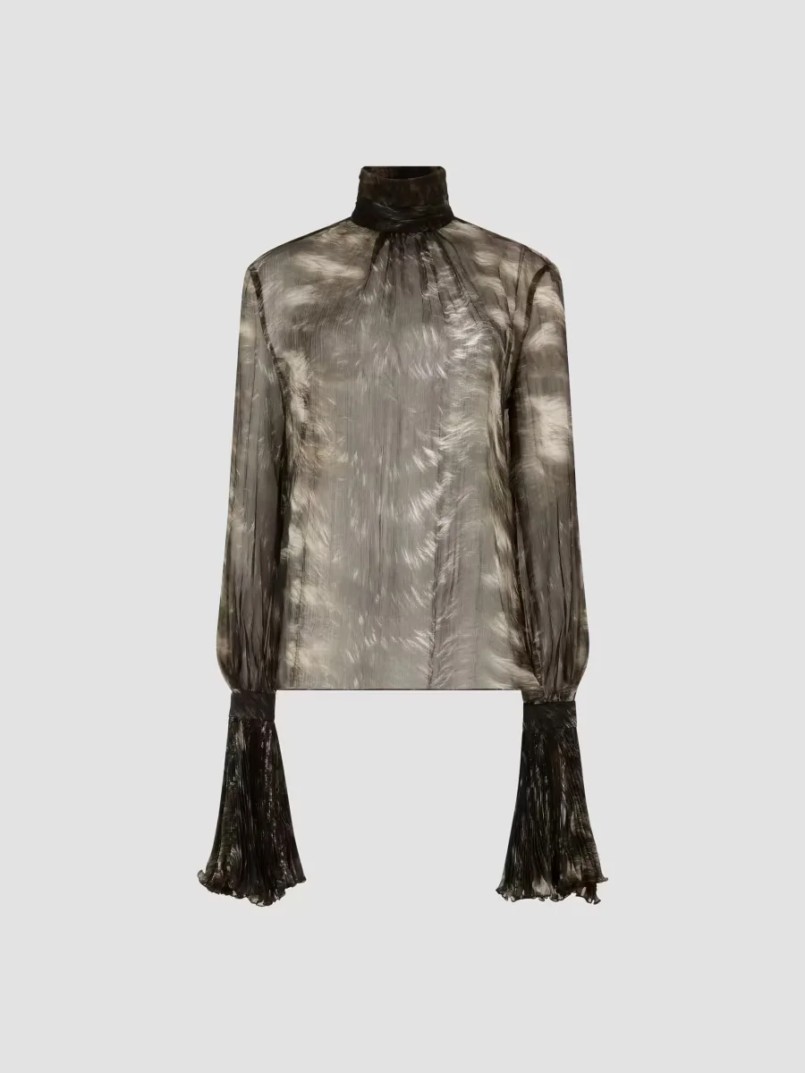Printed Sheer Silk Blouse by Roberto Cavalli