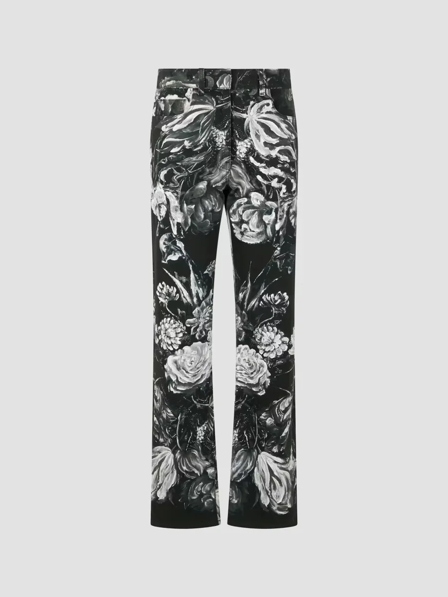 Floral Low-Rise Straight-Leg Jeans by Roberto Cavalli