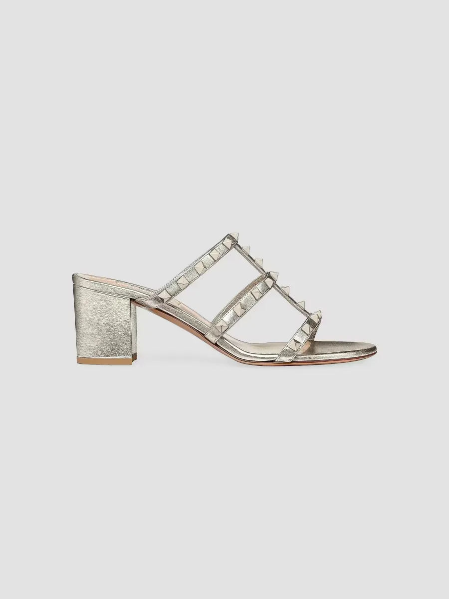 Rockstud Calfskin Leather Slide Sandals 60MM by Valentino