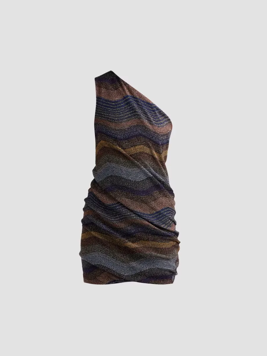 Wave Lam Knit One-Shoulder Mini Dress by Missoni