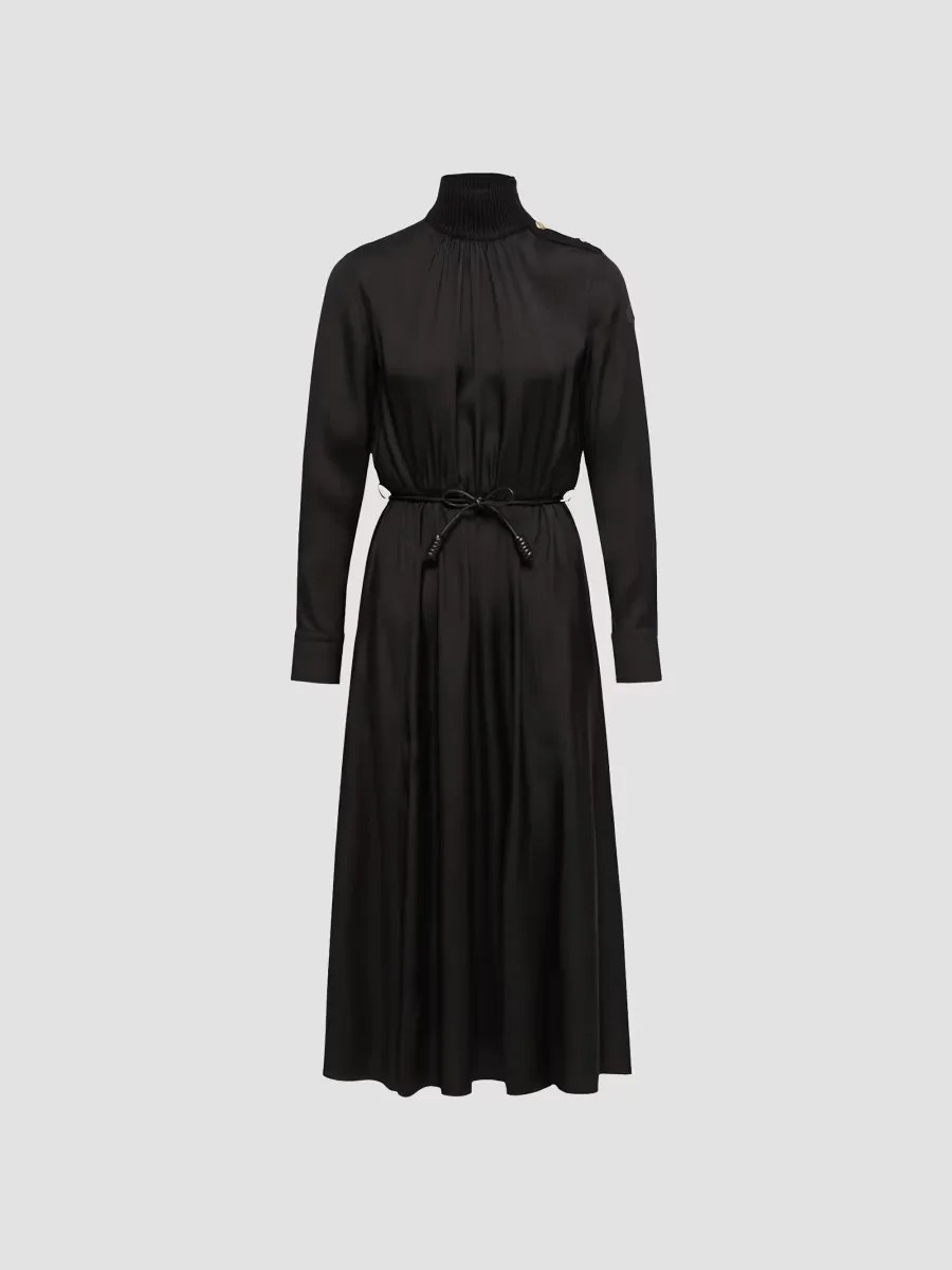 Leather Logo Long Dress by Moncler