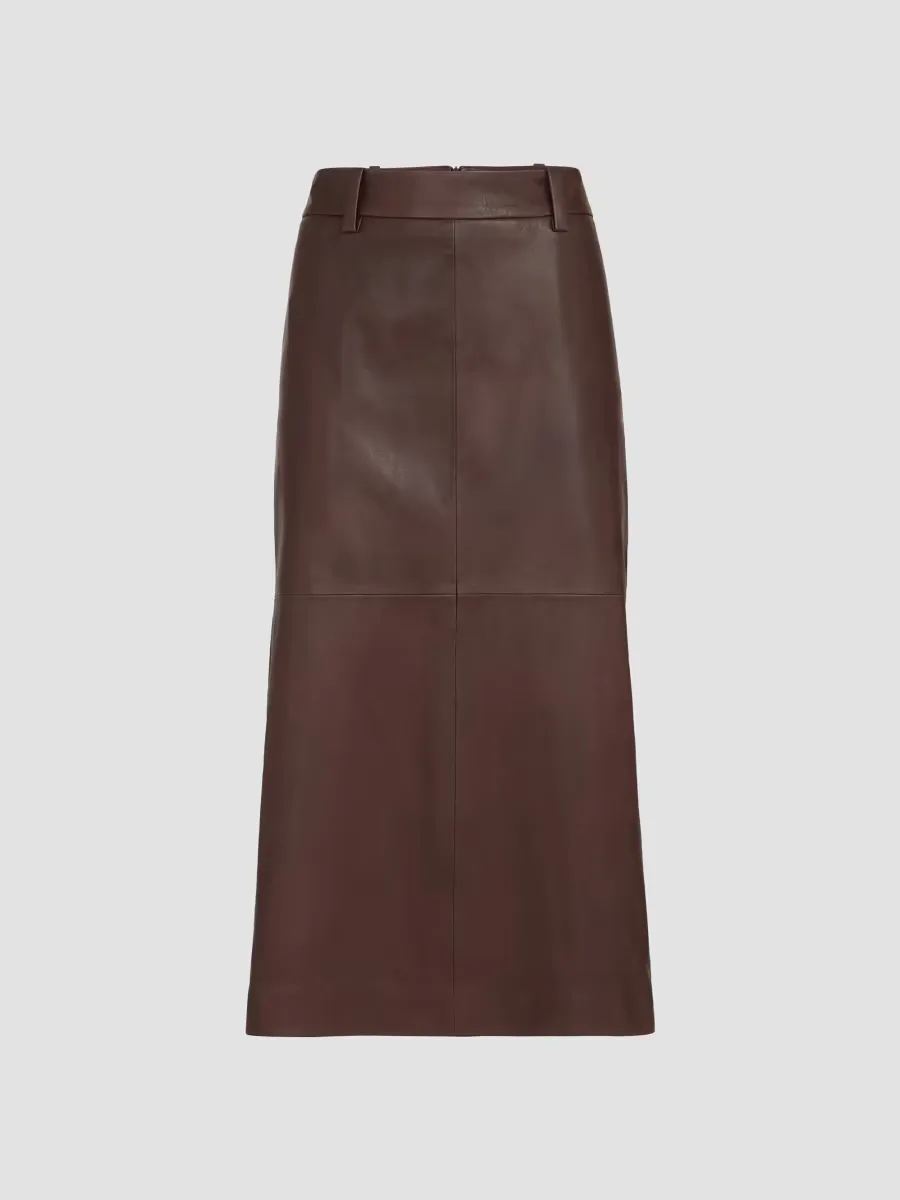 Polished Nappa Leather Pencil Skirt by Brunello Cucinelli