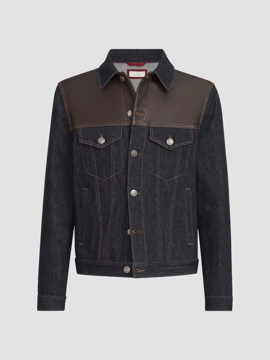 Paneled No-Fade Denim Four-Pocket Jacket by Brunello Cucinelli