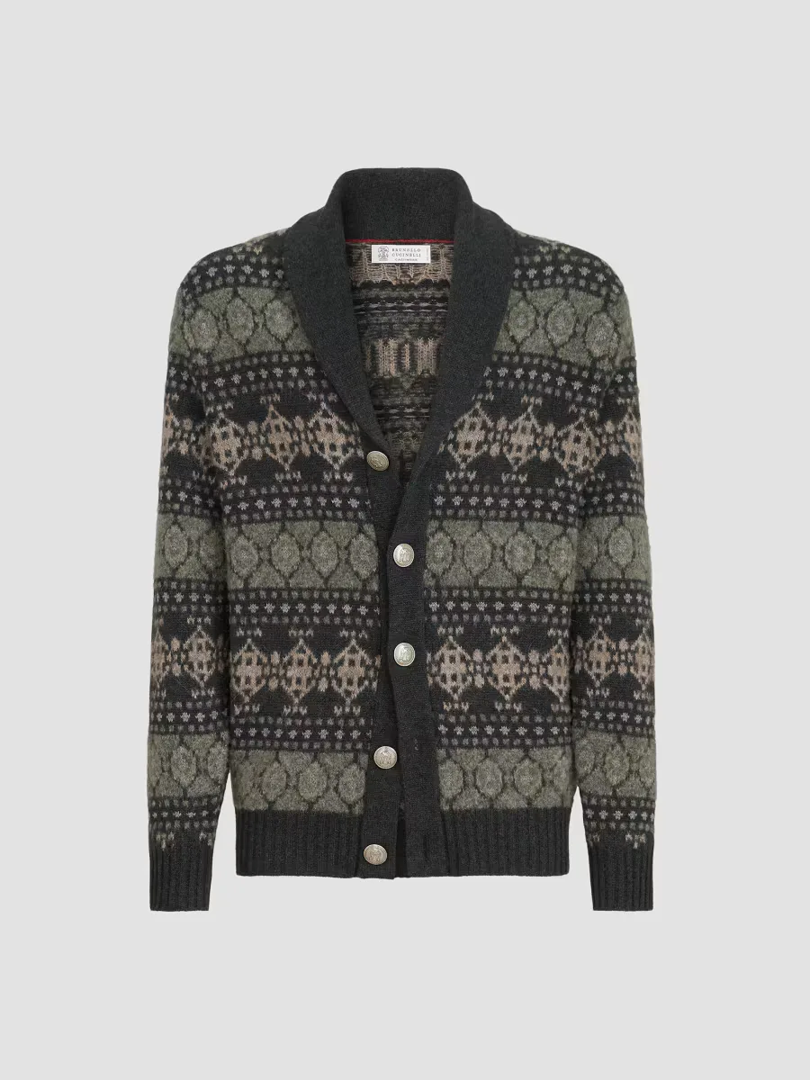 Cashmere Jacquard Cardigan by Brunello Cucinelli