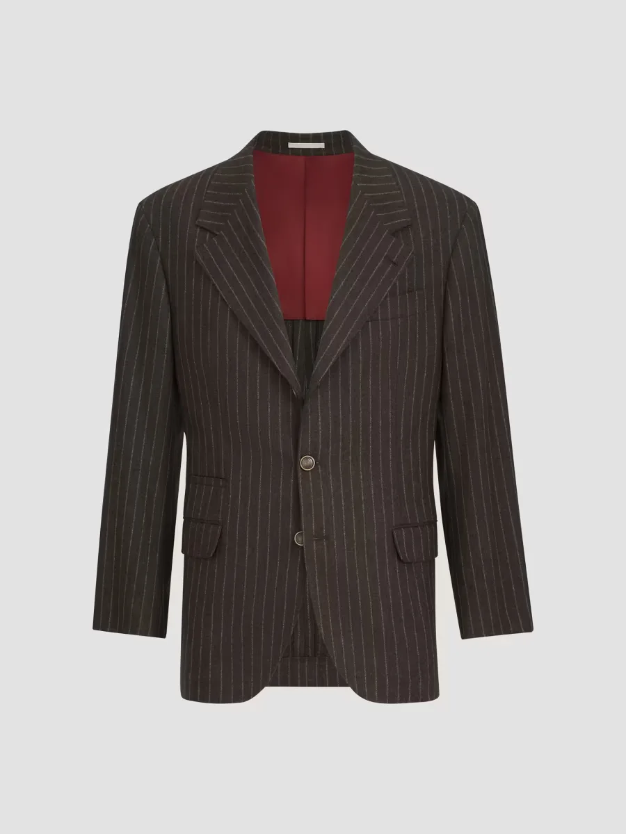 Virgin Wool and Cashmere Chalk Stripe Flannel Tailor Blazer