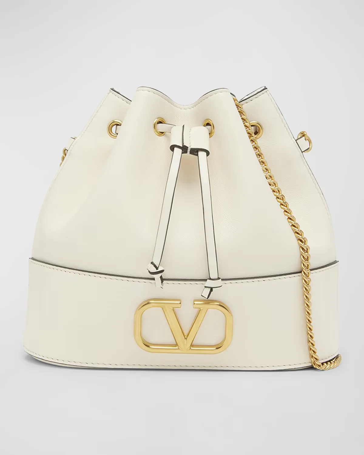 VLOGO Drawstring Leather Chain Bucket Bag by Valentino Garavani