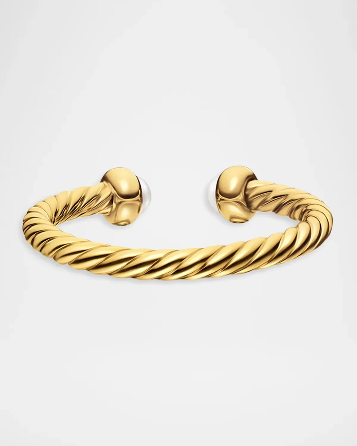 Micro Cablespira Flex Open Ring with Pearls in 18K Gold, 2.5mm by David Yurman