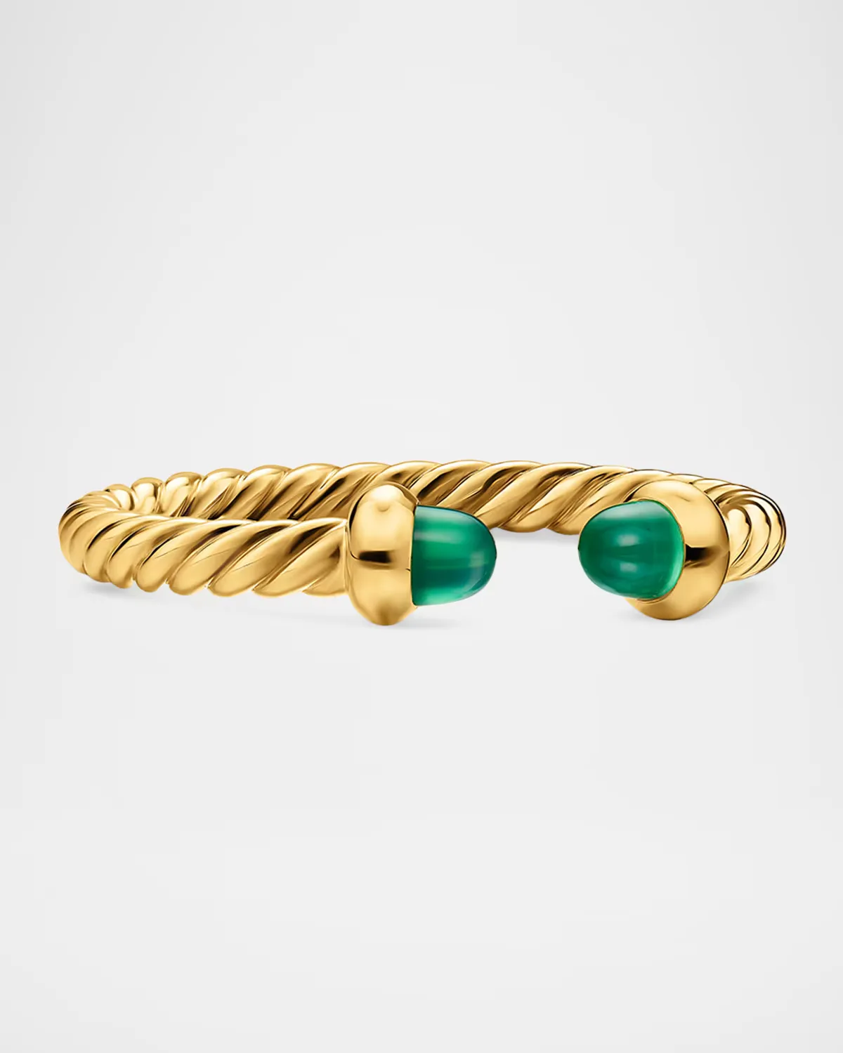 Micro Cablespira Flex Open Ring with Emeralds in 18K Gold, 2.5mm by David Yurman
