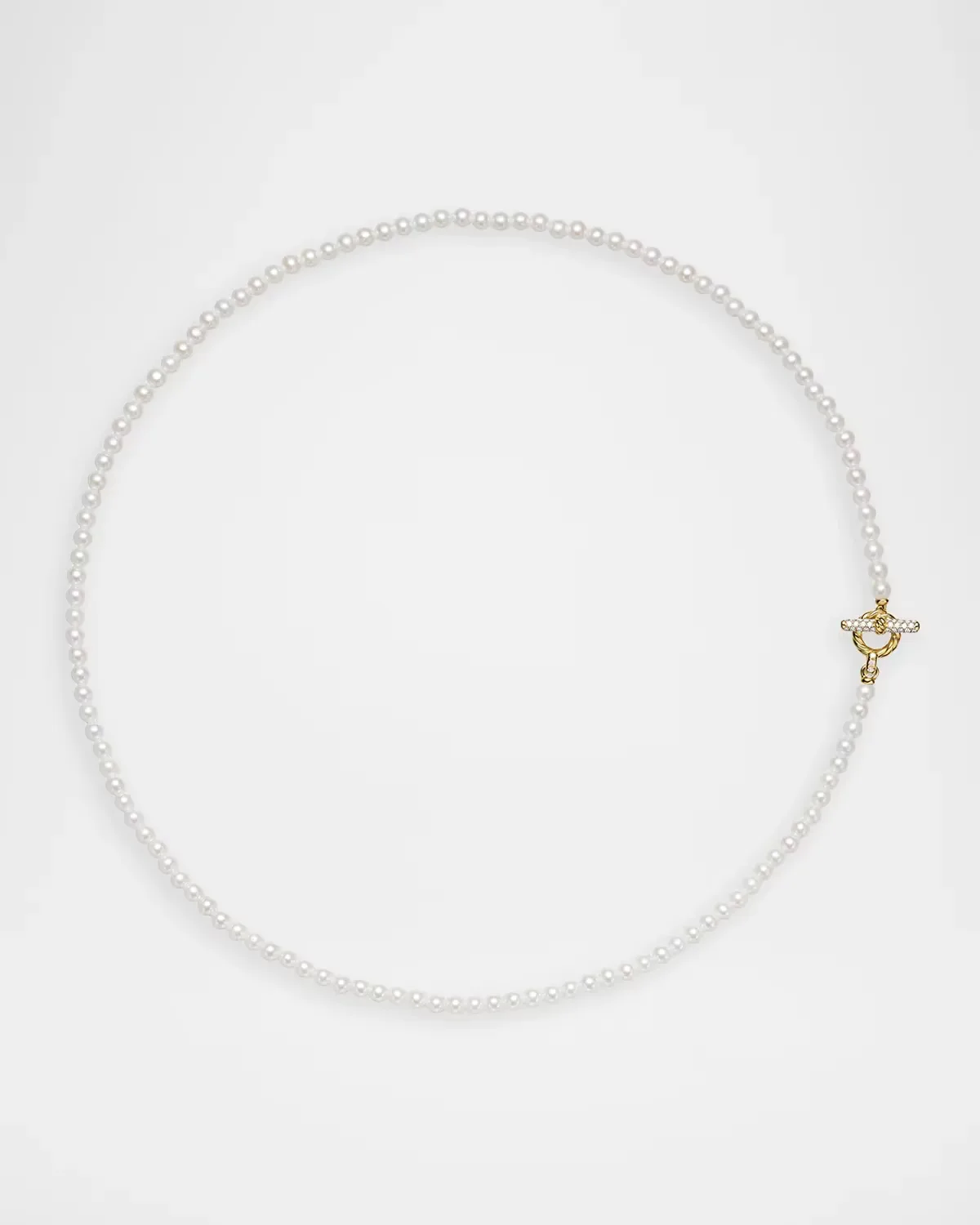 Pearl Classics Petite Toggle Necklace with Diamonds in 18K Gold, 3mm, 19L by David Yurman