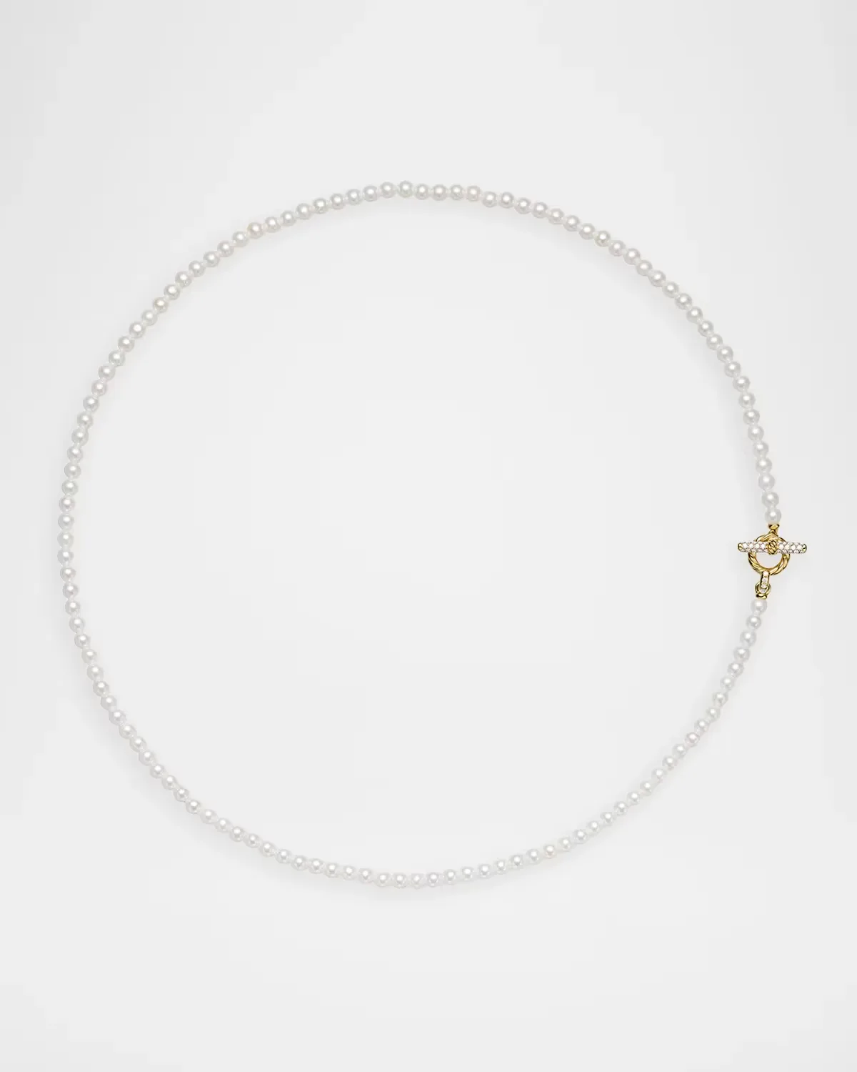 Pearl Classics Petite Toggle Necklace with Diamonds in 18K Gold, 3mm, 17L