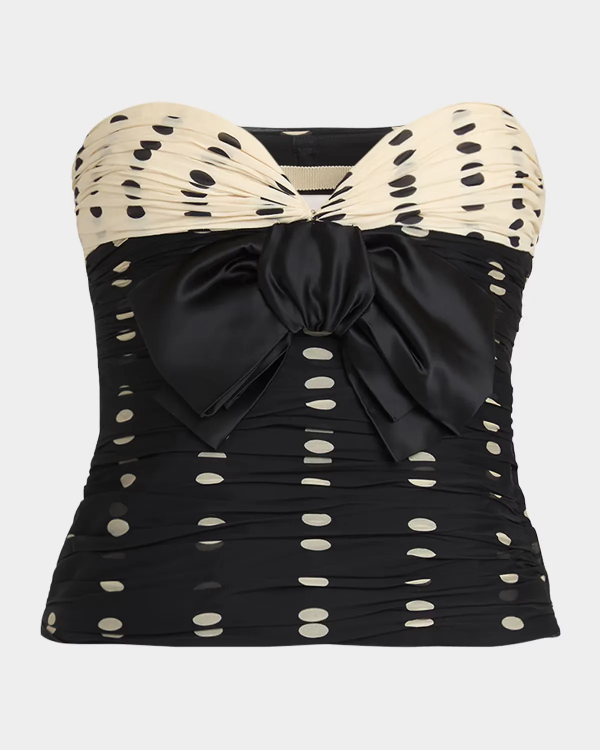 Strapless Polka Dot Ruched Bustier by Valentino Garavani