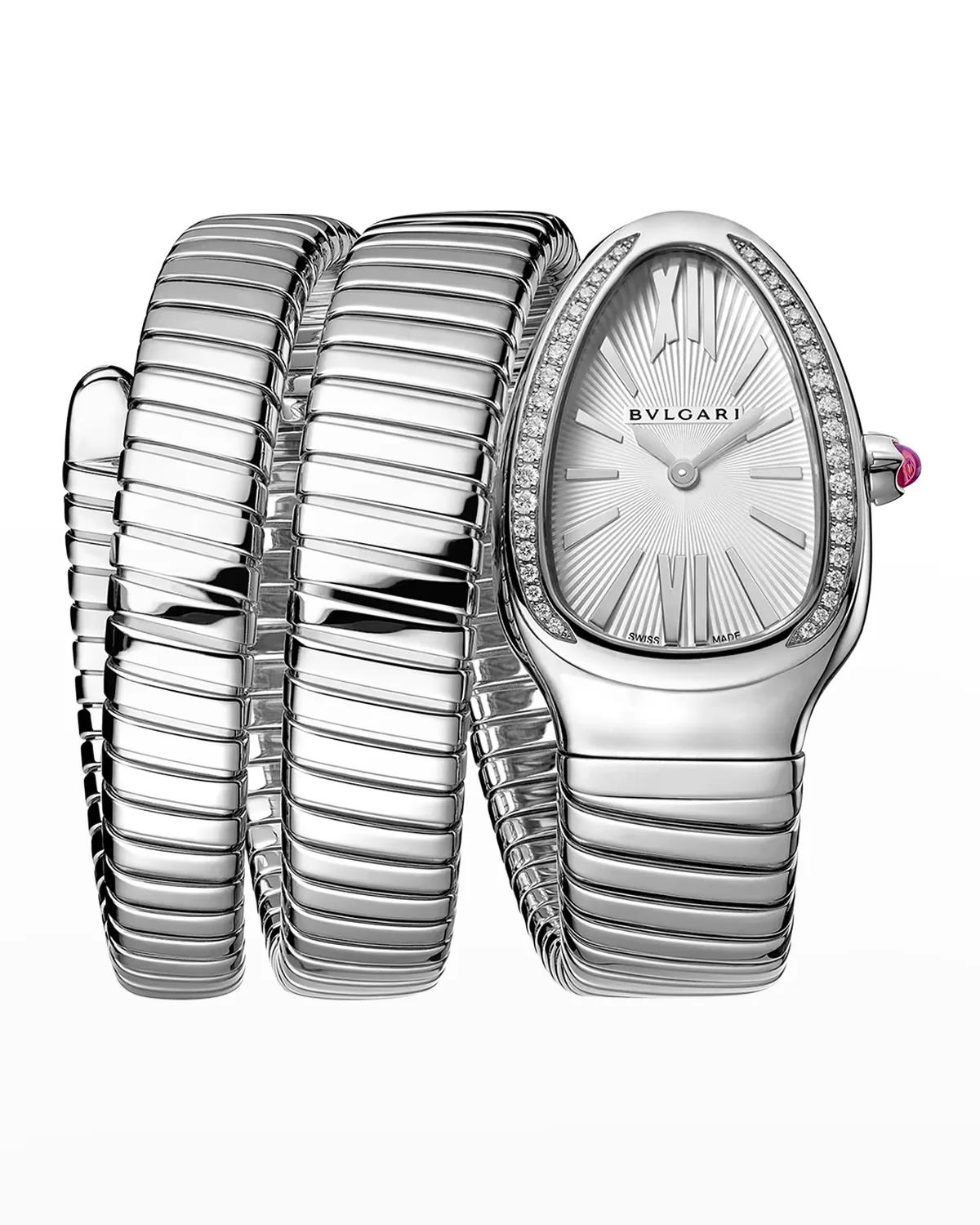 35mm Serpenti Tubogas Diamond Watch - Steel by BVLGARI