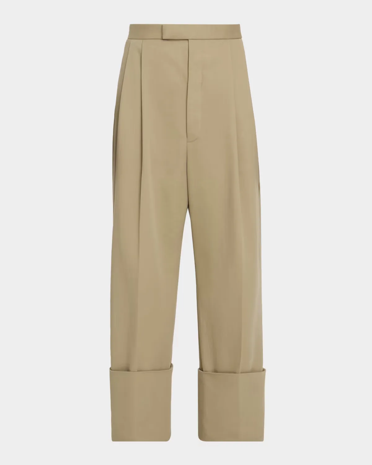Cotton High-Rise Pleated Wide Leg Trousers by Thom Browne