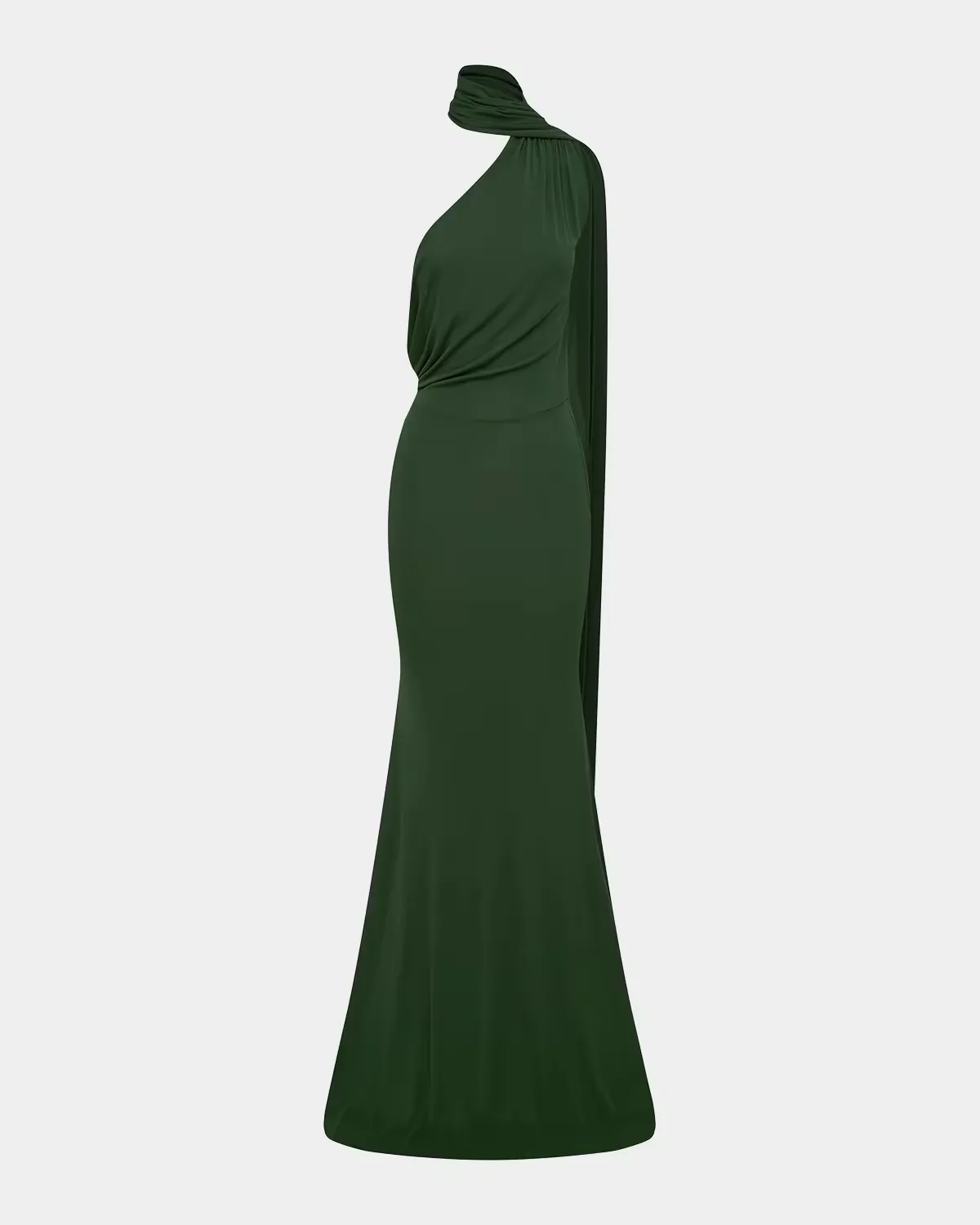 One-Shoulder Scarf-Neck Jersey Maxi Dress by Alex Perry