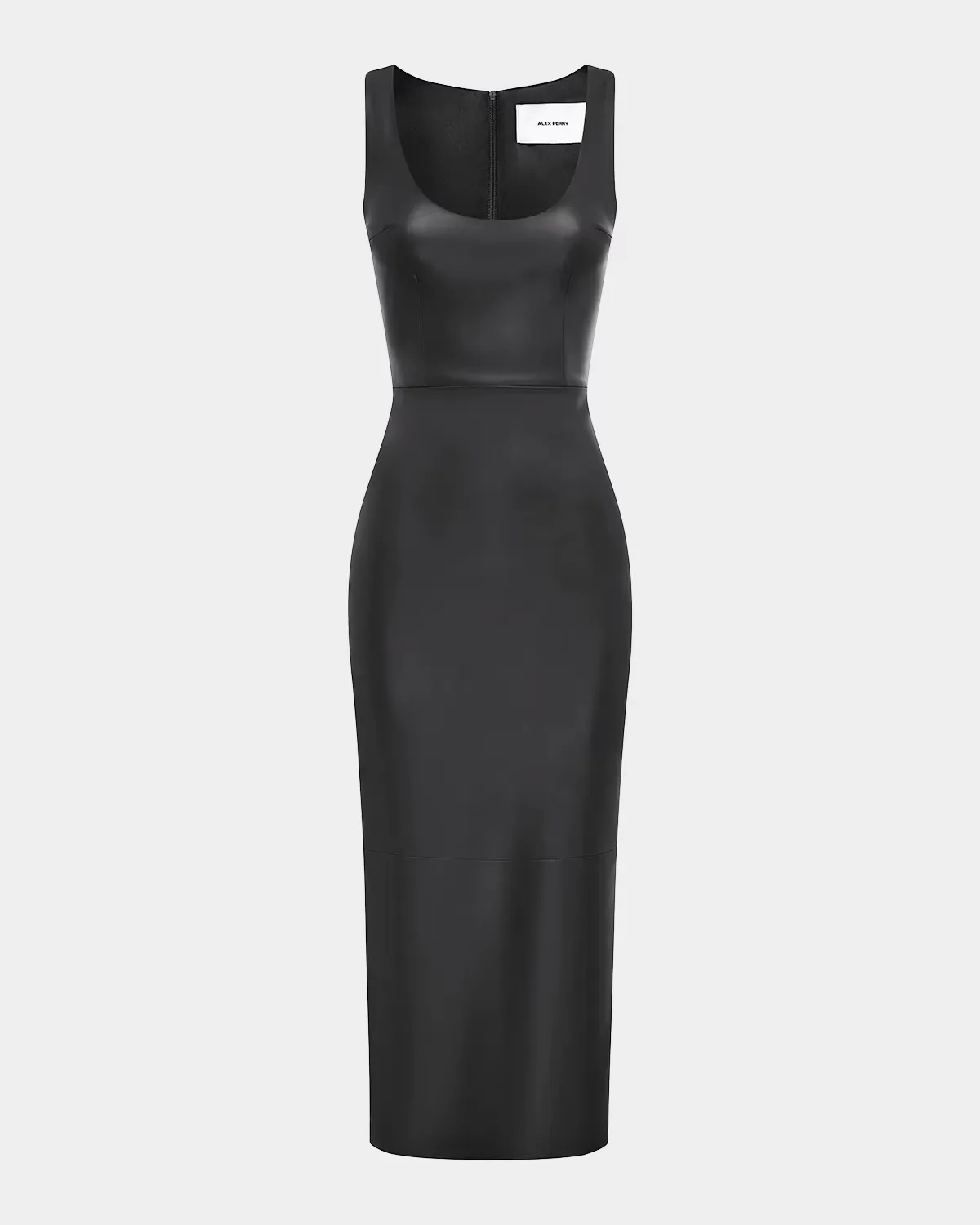 Scoop-Neck Leather Singlet Midi Dress by Alex Perry