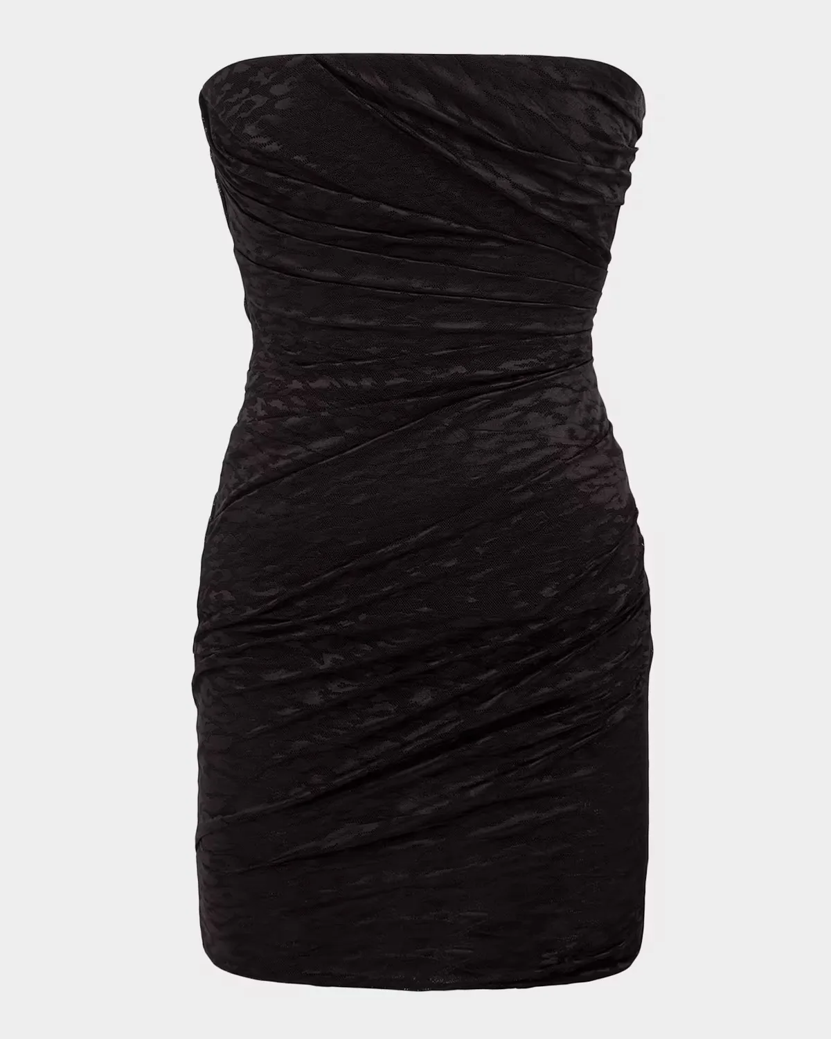 Strapless Tucked Leopard Mesh Mini Dress by Alex Perry