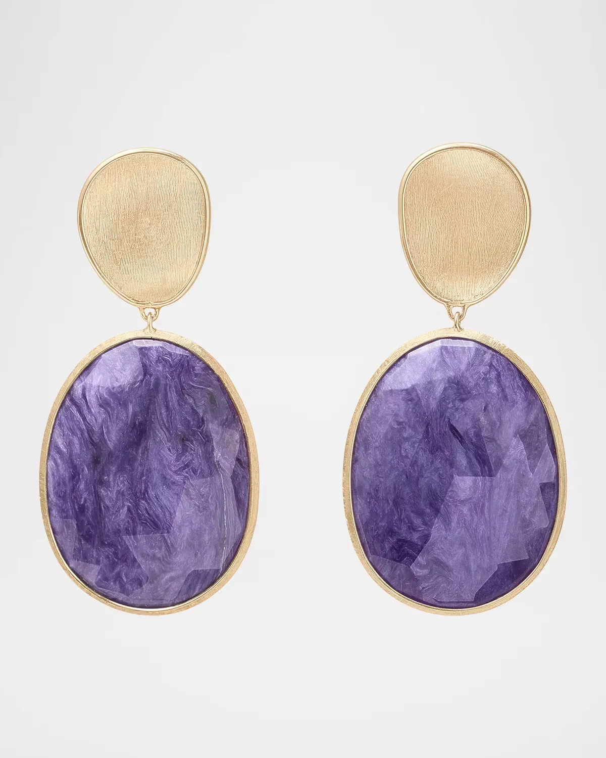 Lunaria 18K Yellow Gold Double-Drop Charoite Earrings