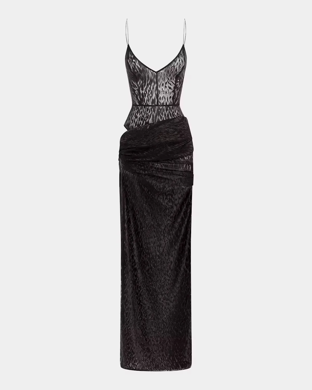 Leopard Burnout Asymmetric Draped Column Bikini Gown by Alex Perry