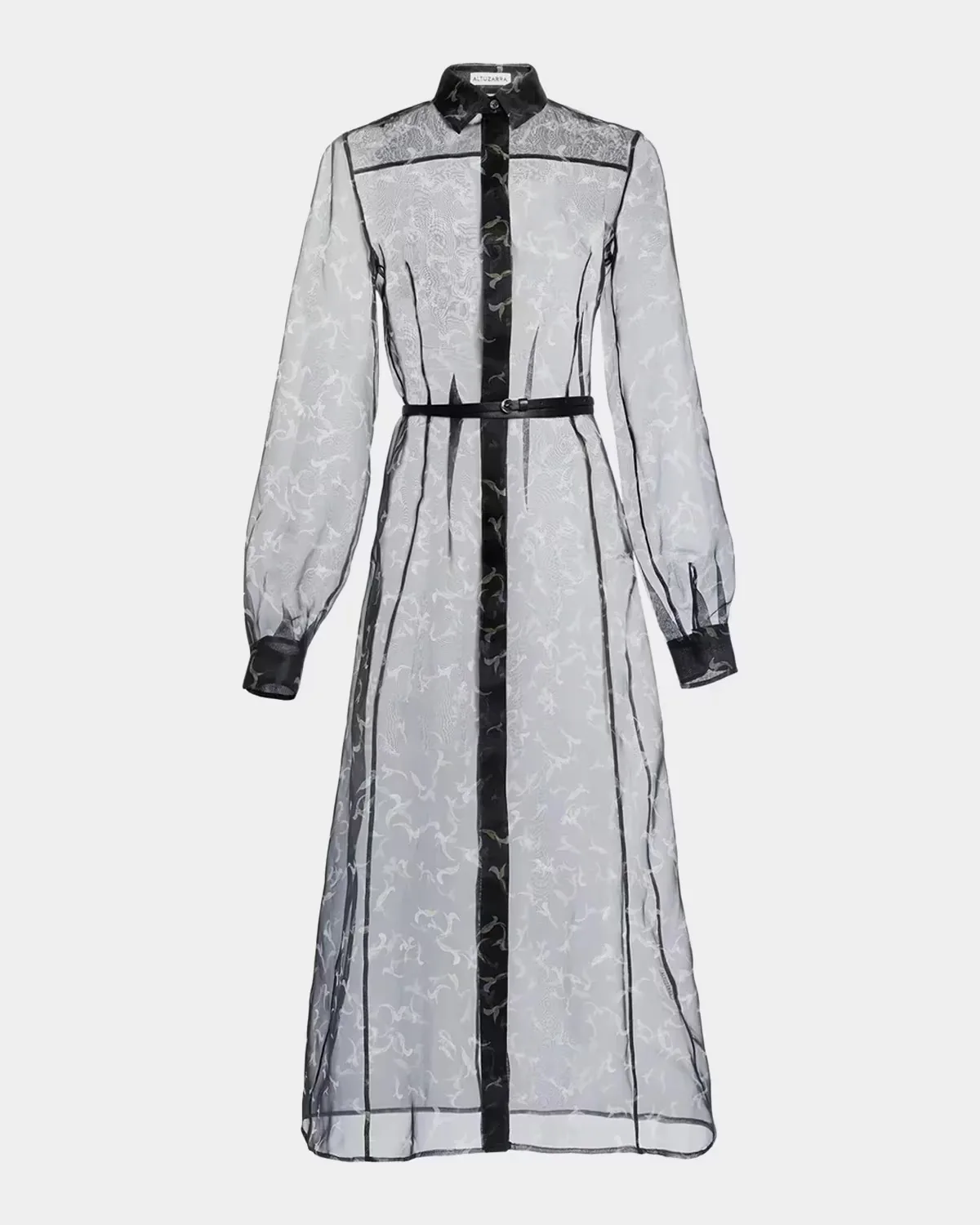 Judina Abstract-Print Silk Organza Belted Midi Shirtdress by Altuzarra