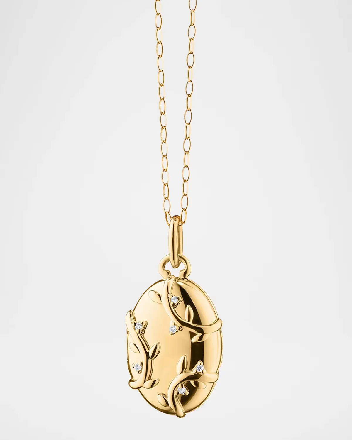 18K Yellow Gold Vine Locket Necklace with Diamonds by Monica Rich Kosann