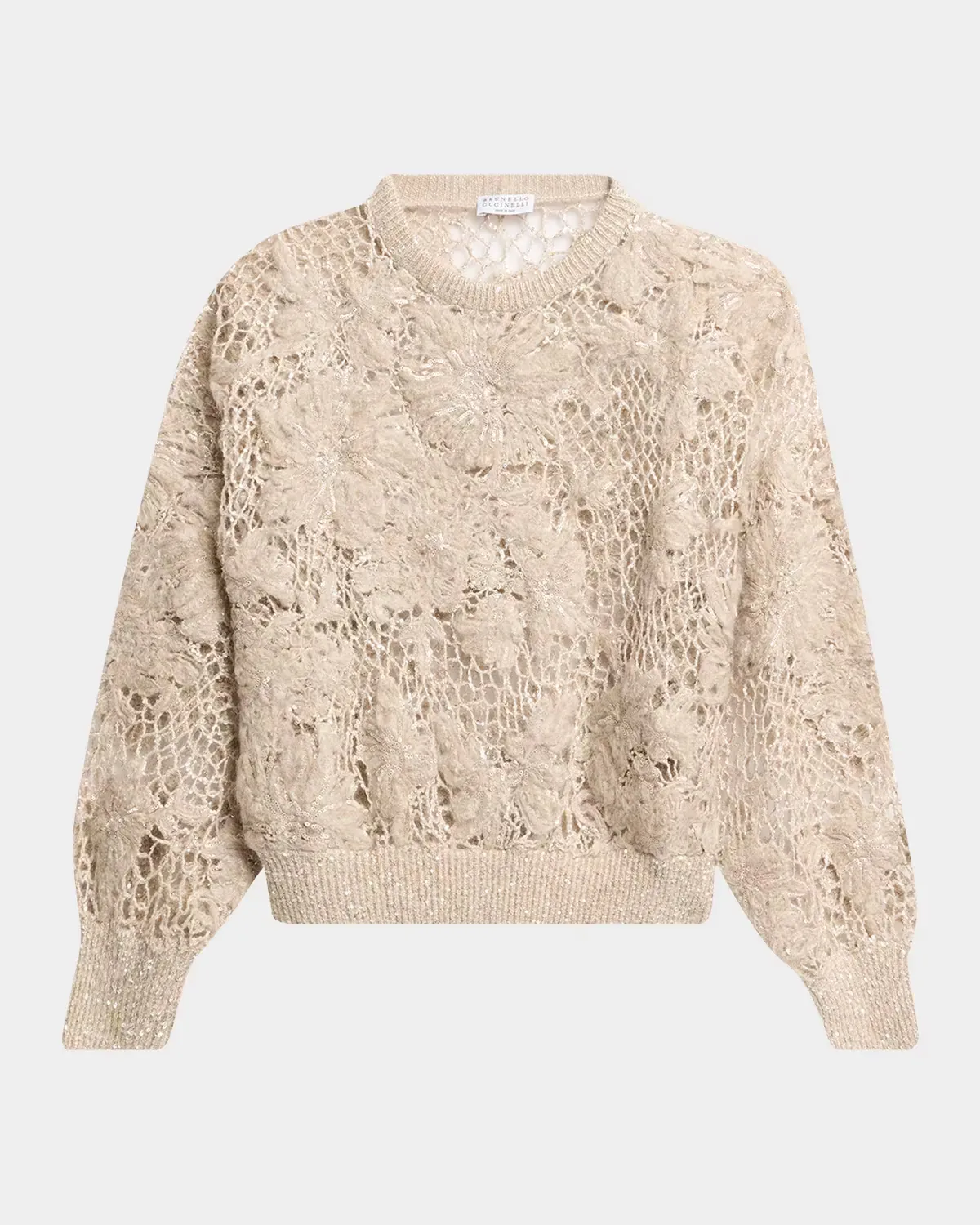 Couture Mohair Floral and Sequin Sweater by Brunello Cucinelli