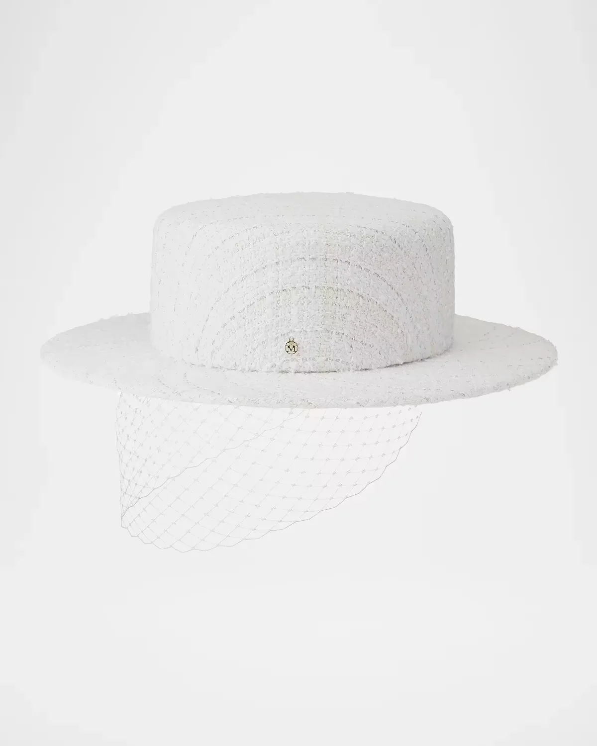 Kiki Tweed Boater Hat with Veil by Maison Michel