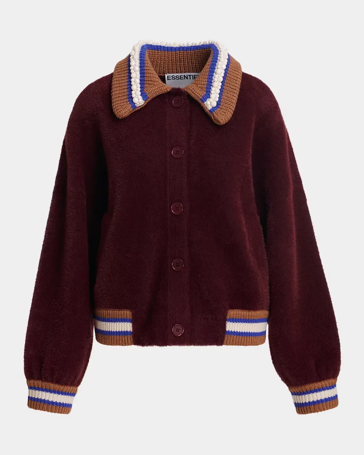 Kamore Contrast Knit Sherpa Bomber Jacket by Essentiel Antwerp
