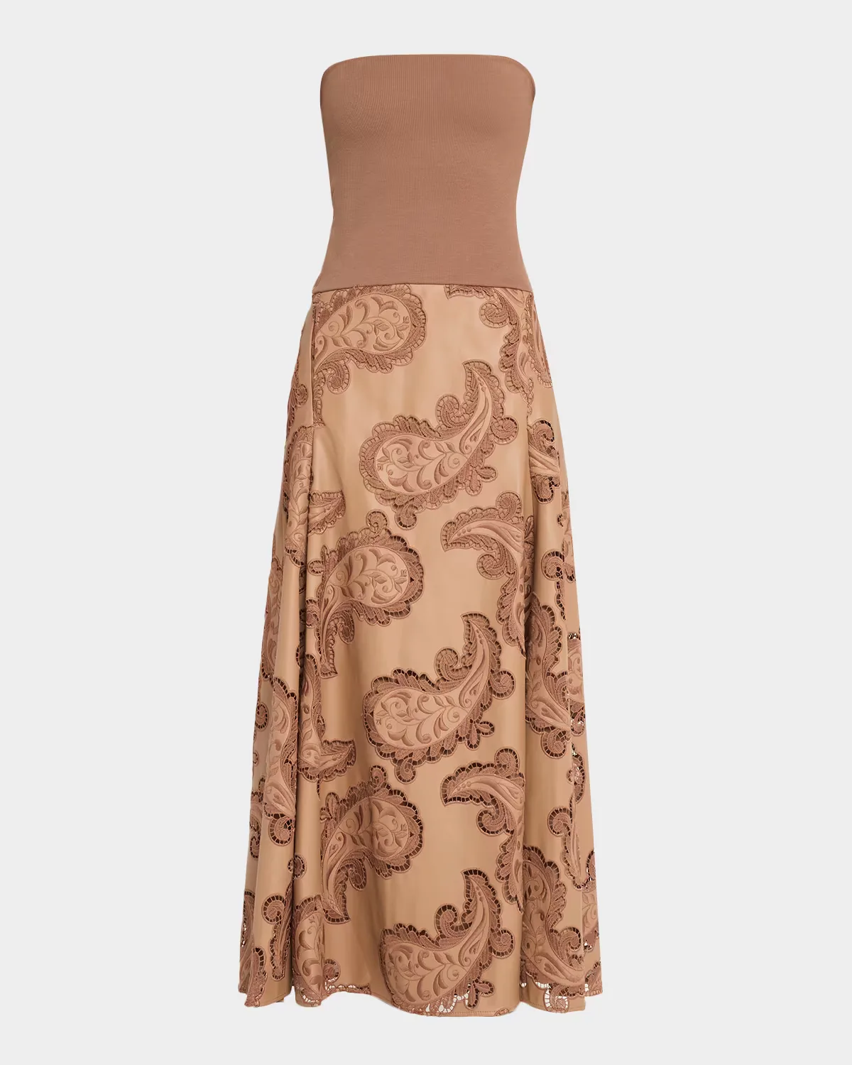 The Quiet Bloom Strapless Embroidered Maxi Dress by Johanna Ortiz