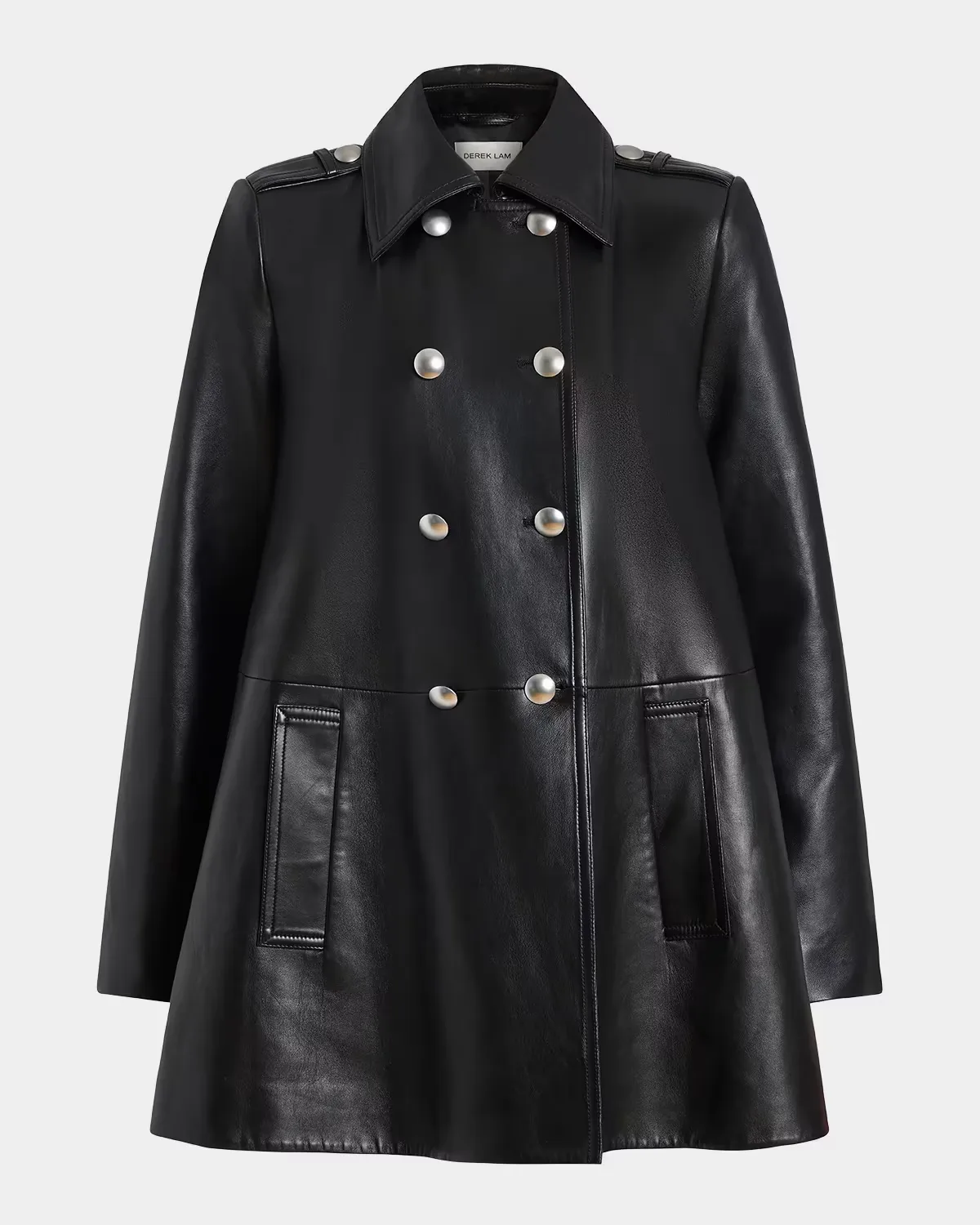 Leather Double-Breasted Swing Coat by Derek Lam