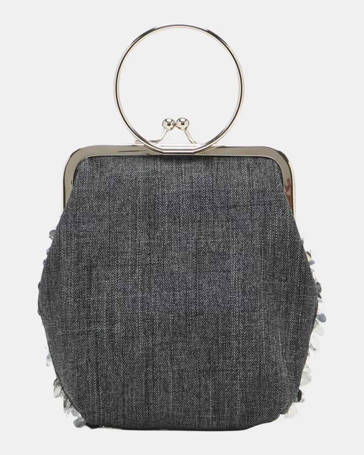 Small Metal Ring Denim Top-Handle Bag by Plan C