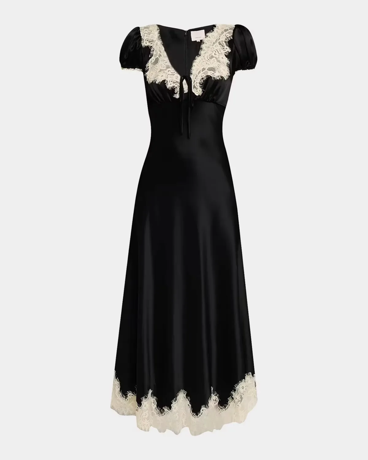 Sienne Lace-Trim Satin Midi Dress