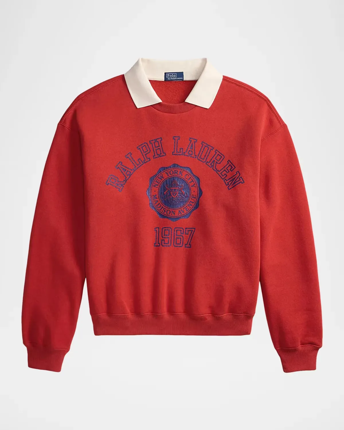 Crest Polo-Collar Fleece Crewneck Sweatshirt by Polo Ralph Lauren