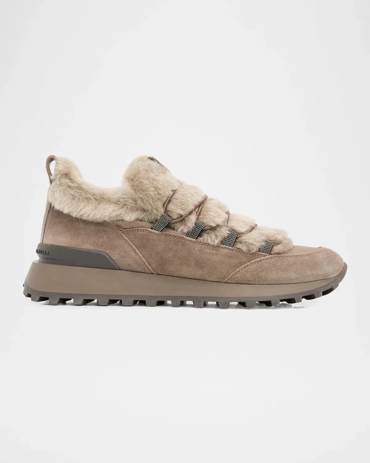 Suede and Shearling Low-Top Sneakers by Brunello Cucinelli