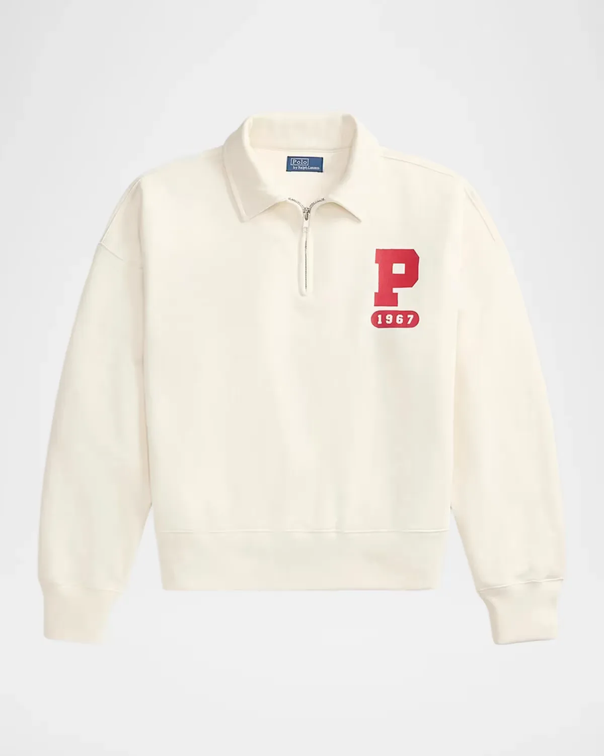 P Logo Slub Fleece Quarter-Zip Sweatshirt by Polo Ralph Lauren