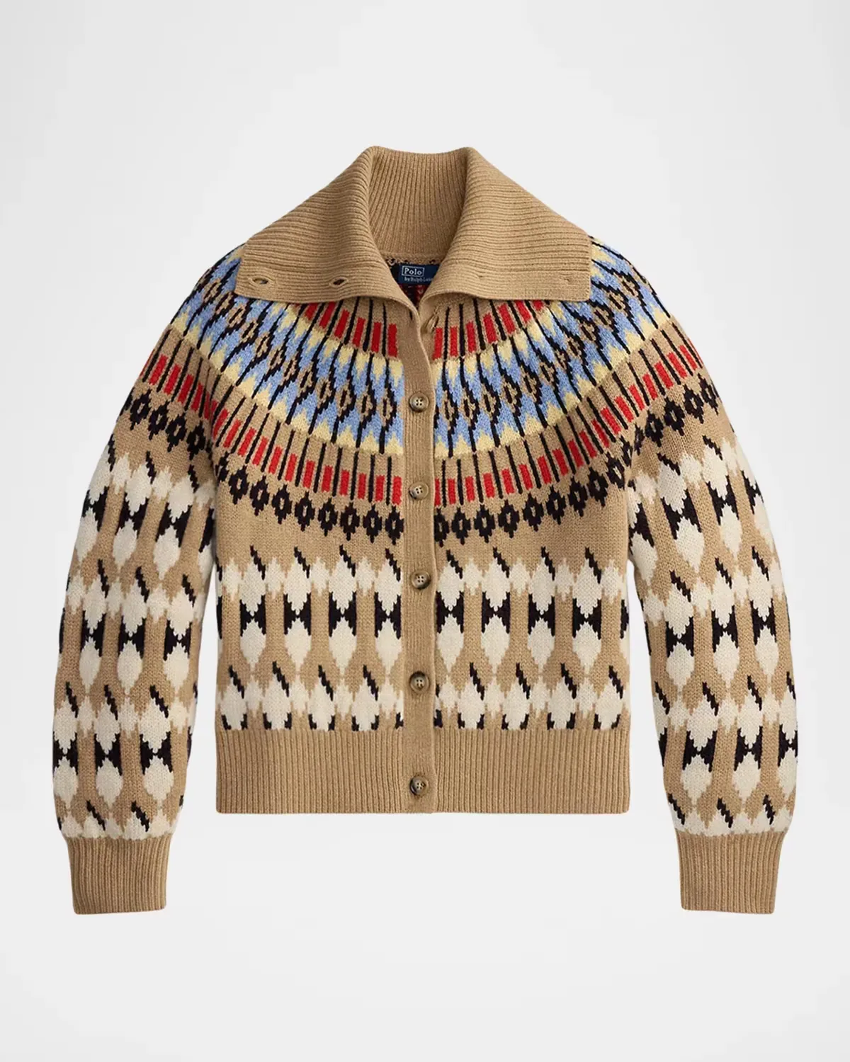 Geo-Motif Wool-Cashmere Cardigan