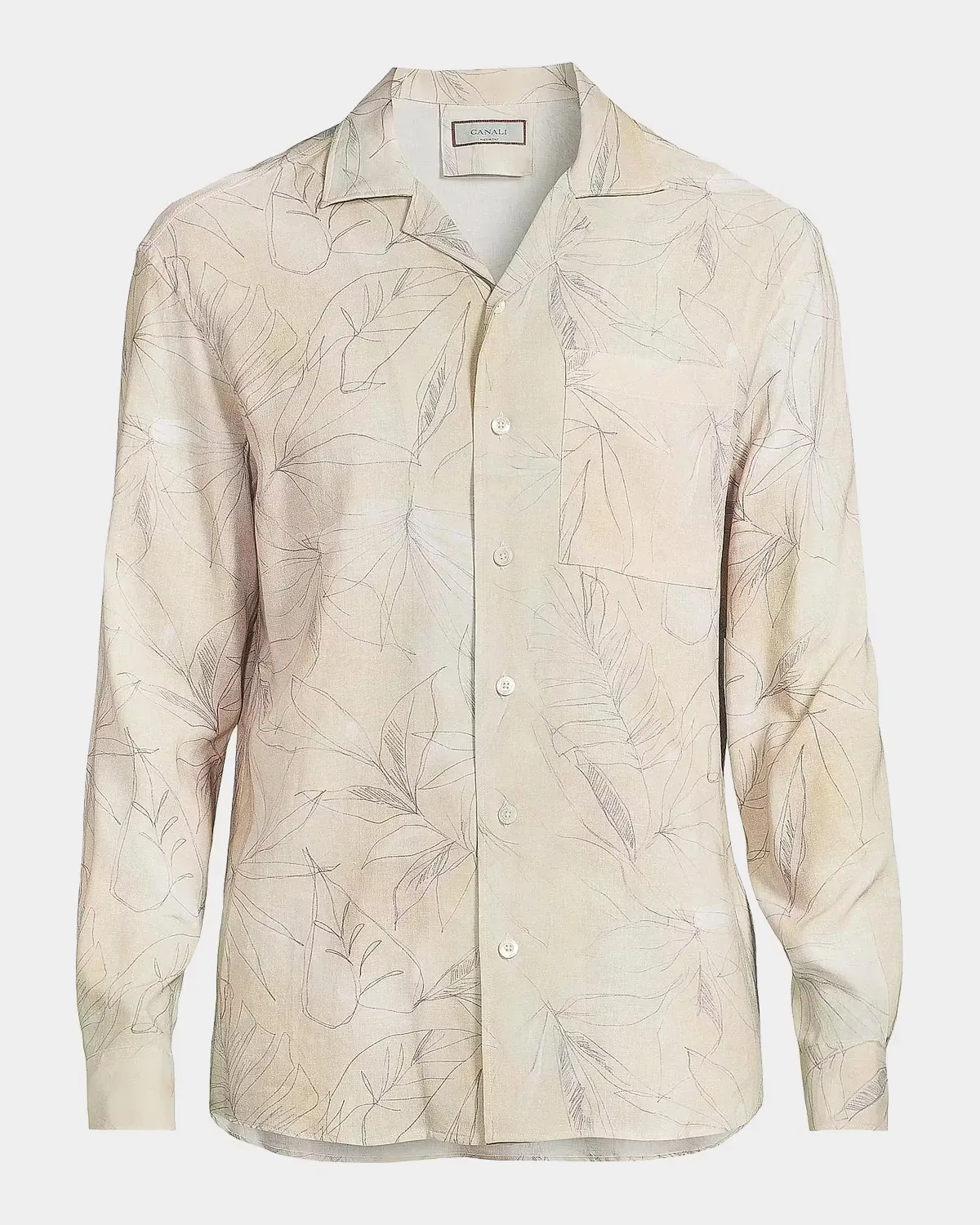 Leaf-Print Button-Front Shirt by Canali