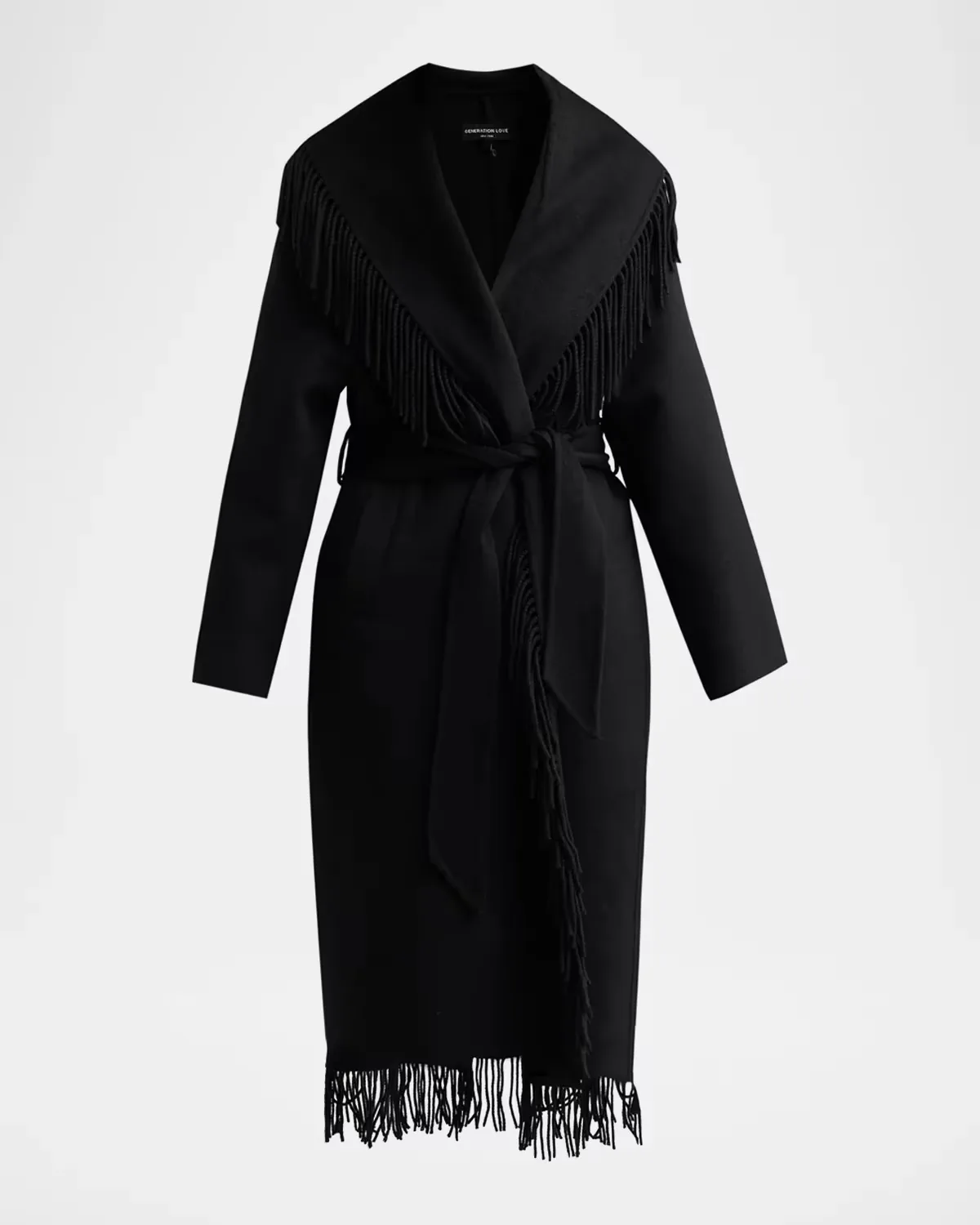Jenny Fringe Wool Wrap Coat